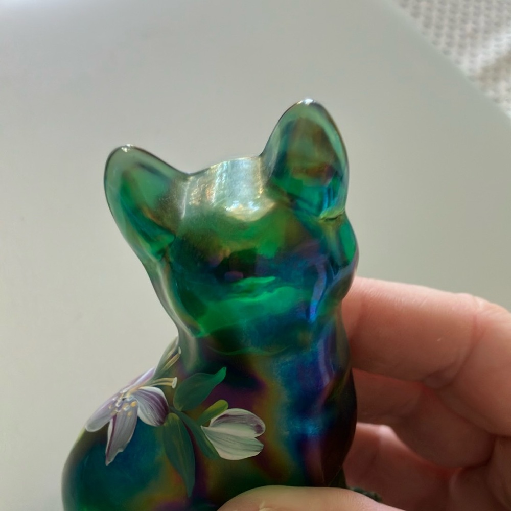 Fenton Green Cat Glass Figurine - Picture 8 of 8